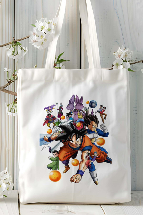 Art hedi̇ye Dragon Ball Super beyaz Baskılı bez omuz çantası kişiye özel model 2