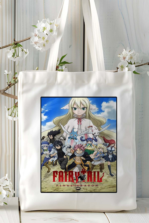 Art hedi̇ye Fairy Tail Baskılı bez omuz çantası kişiye özel model 5