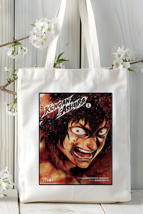 Art hedi̇ye Kengan Ashura Baskılı bez omuz çantası kişiye özel model 1