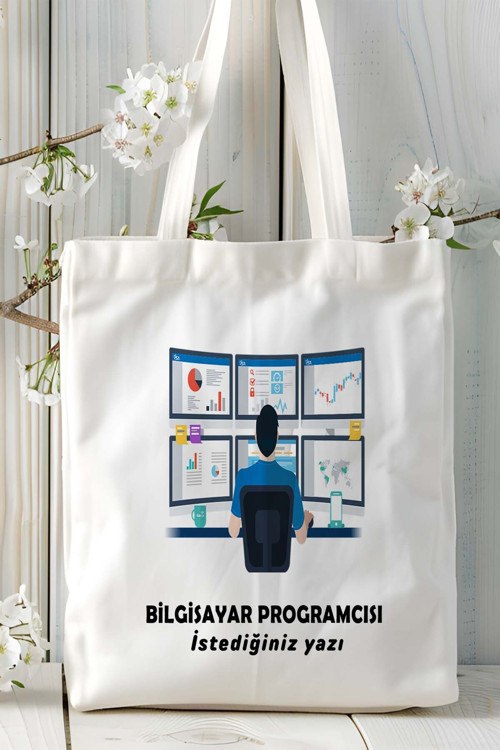 Art hedi̇ye bilgisayar programcısı Baskılı bez omuz çantası kişiye özel model 25
