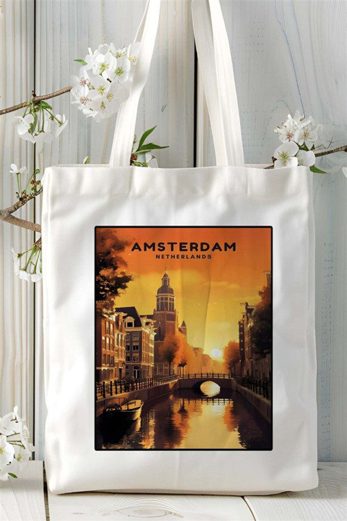 Art hedi̇ye amsterdam Baskılı Bez Çanta omuz çantası Kişiye Özel desen 8