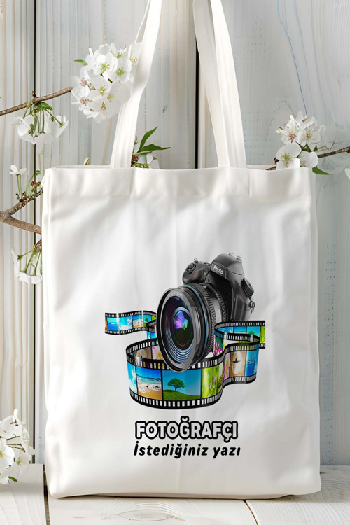 Art hedi̇ye fotoğrafçı Baskılı bez omuz çantası kişiye özel model 7