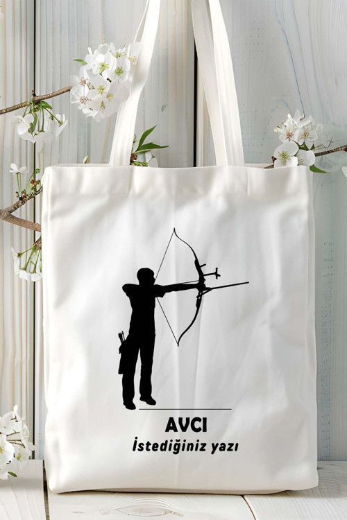 Art hedi̇ye avcı Baskılı bez omuz çantası kişiye özel model 4