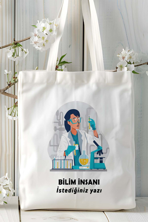 Art hedi̇ye bilim insanı Baskılı bez omuz çantası kişiye özel model 19