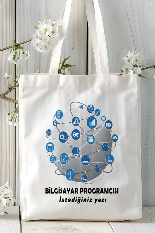 Art hedi̇ye bilgisayar programcısı Baskılı bez omuz çantası kişiye özel model 33