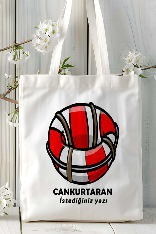 Art hedi̇ye cankurtaran Baskılı bez omuz çantası kişiye özel model 4