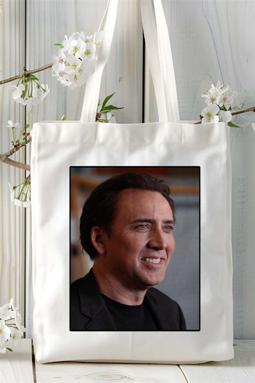 Art hedi̇ye Nicolas Cage Baskılı Bez Çanta omuz çantası Kişiye Özel desen 1