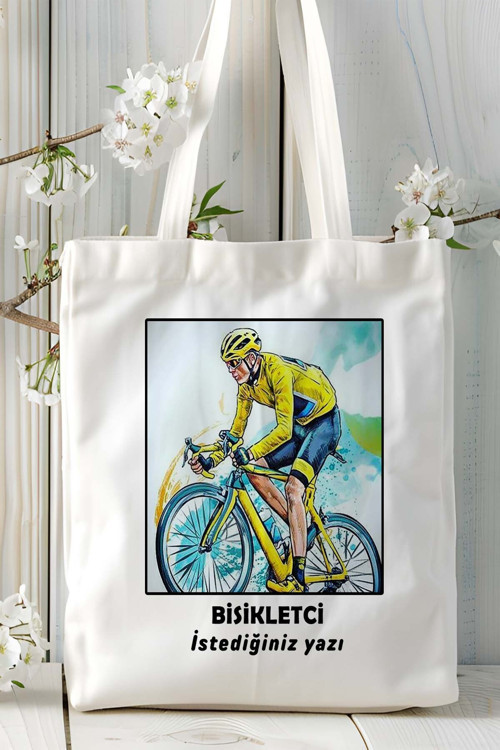 Art hedi̇ye bisikletci bisikletçi bisiklet Baskılı bez omuz çantası kişiye özel model 48