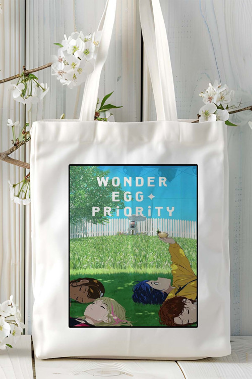 Art hedi̇ye Wonder Egg Priority Baskılı bez omuz çantası kişiye özel model 1