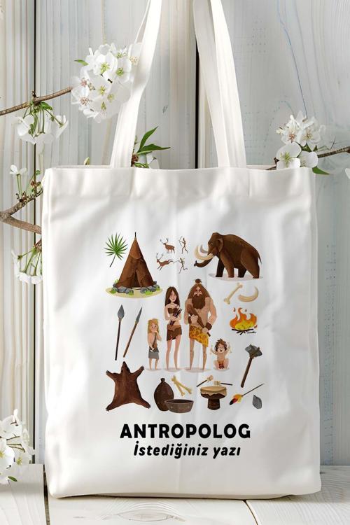 Art hedi̇ye antropolog Baskılı bez omuz çantası kişiye özel model 6