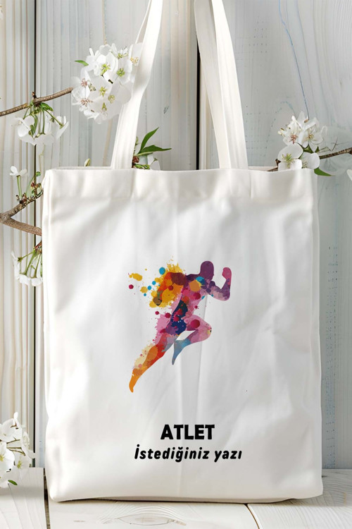 Art hedi̇ye atlet Baskılı bez omuz çantası kişiye özel model 14