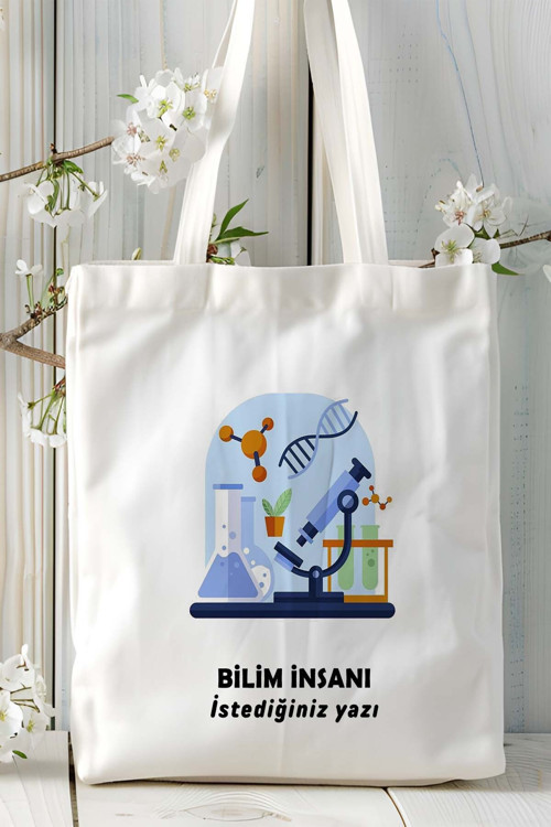 Art hedi̇ye bilim insanı Baskılı bez omuz çantası kişiye özel model 12