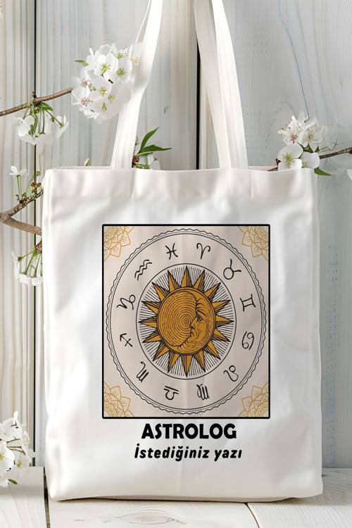 Art hedi̇ye astrolog Baskılı bez omuz çantası kişiye özel model 15