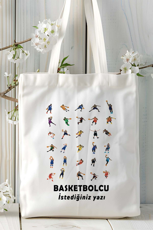 Art hedi̇ye basketbolcu basketbol basket Baskılı bez omuz çantası kişiye özel model 7
