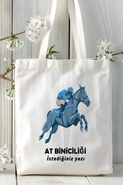 Art hedi̇ye at biniciliği atçılık at Baskılı bez omuz çantası kişiye özel model 23