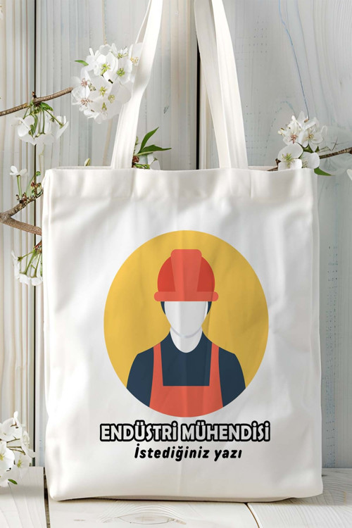 Art hedi̇ye endüstri mühendisi Baskılı bez omuz çantası kişiye özel model 3