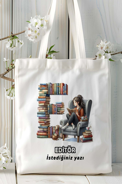 Art hedi̇ye editör Baskılı bez omuz çantası kişiye özel model 4