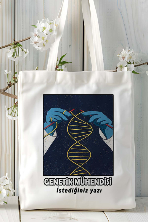 Art hedi̇ye genetik mühendisi Baskılı bez omuz çantası kişiye özel model 20