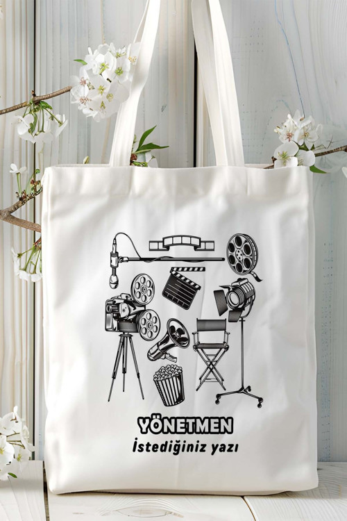 Art hedi̇ye yönetmen Baskılı bez omuz çantası kişiye özel model 3
