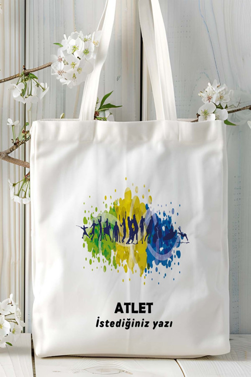 Art hedi̇ye atlet Baskılı bez omuz çantası kişiye özel model 5