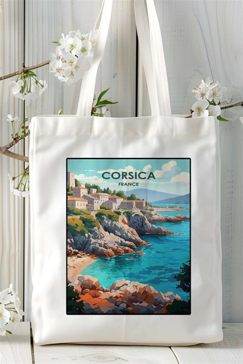Art hedi̇ye corsica Baskılı Bez Çanta omuz çantası Kişiye Özel desen