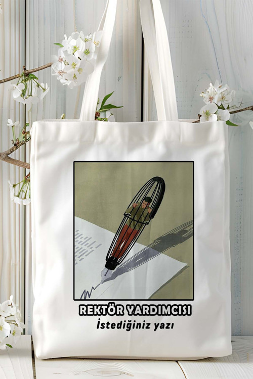 Art hedi̇ye rektör yardımcısı Baskılı bez omuz çantası kişiye özel model 6