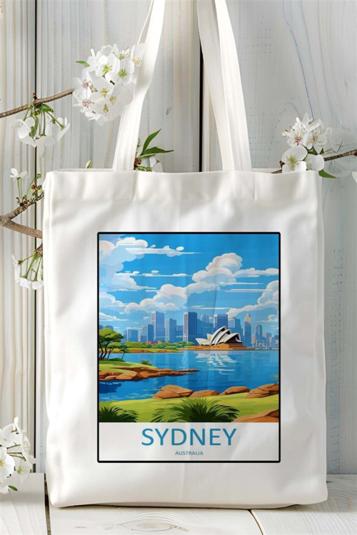 Art hedi̇ye sydney Baskılı Bez Çanta omuz çantası Kişiye Özel desen