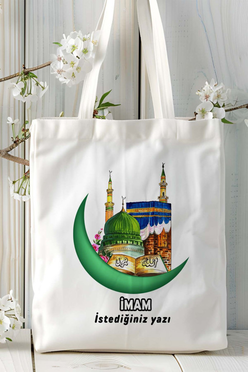 Art hedi̇ye imam Baskılı bez omuz çantası kişiye özel model 6