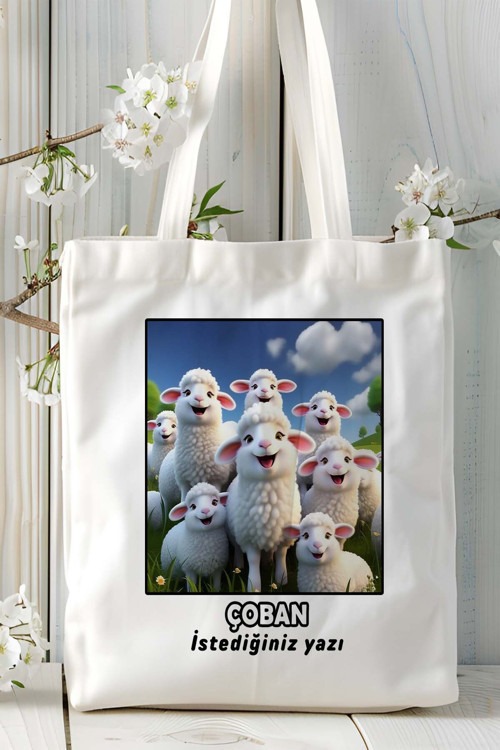 Art hedi̇ye çoban Baskılı bez omuz çantası kişiye özel model 17
