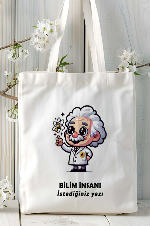 Art hedi̇ye bilim insanı Baskılı bez omuz çantası kişiye özel model 26