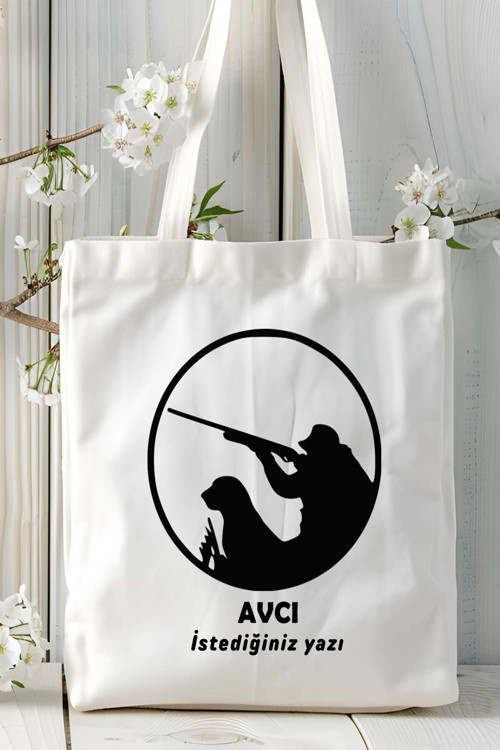 Art hedi̇ye avcı Baskılı bez omuz çantası kişiye özel model 3