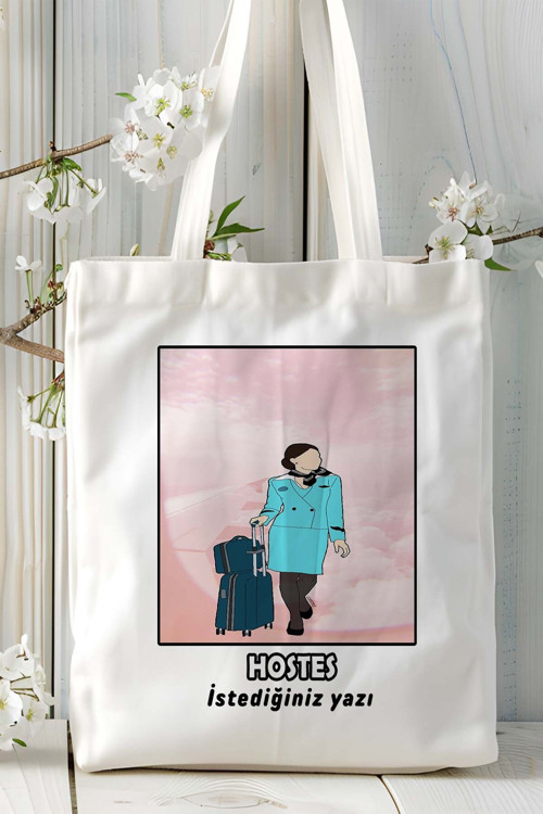 Art hedi̇ye hostes Baskılı bez omuz çantası kişiye özel model 7