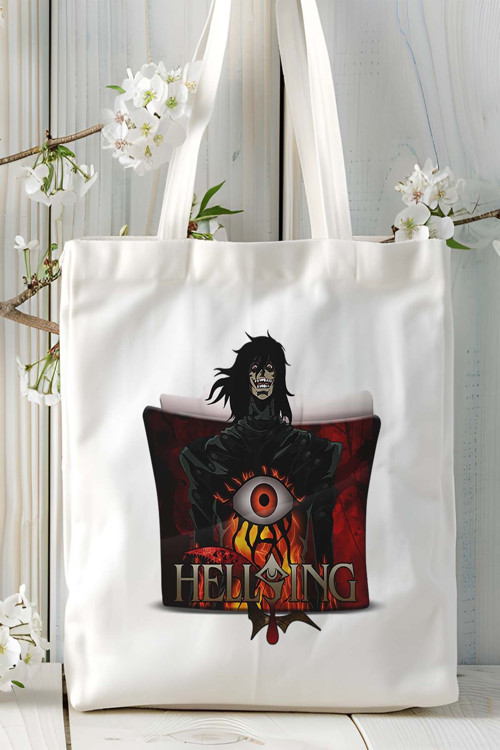 Art hedi̇ye Hellsing Ultimate beyaz Baskılı bez omuz çantası kişiye özel model 1