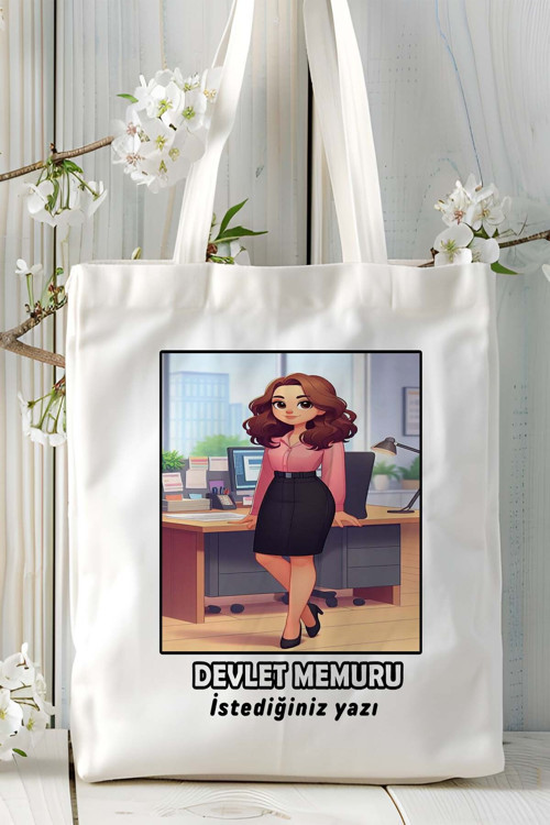 Art hedi̇ye devlet memuru Baskılı bez omuz çantası kişiye özel model 11