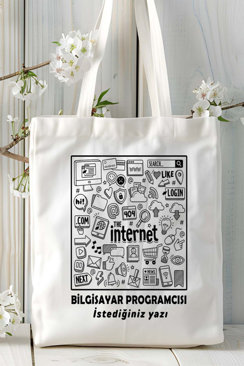 Art hedi̇ye bilgisayar programcısı Baskılı bez omuz çantası kişiye özel model 12
