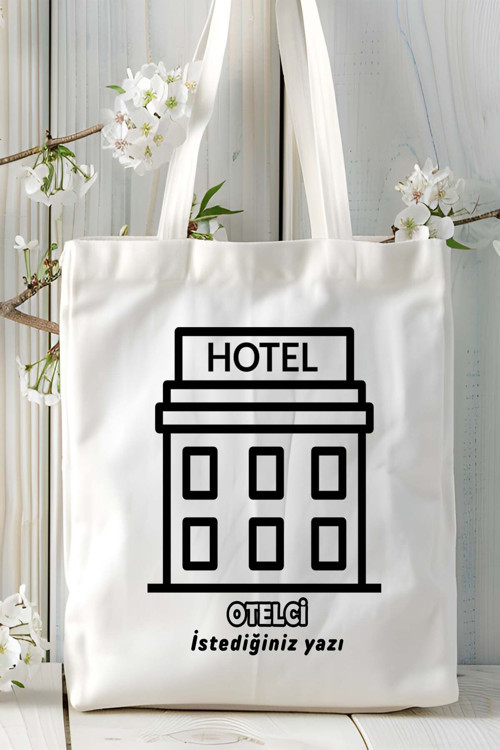 Art hedi̇ye otelci Baskılı bez omuz çantası kişiye özel model 18