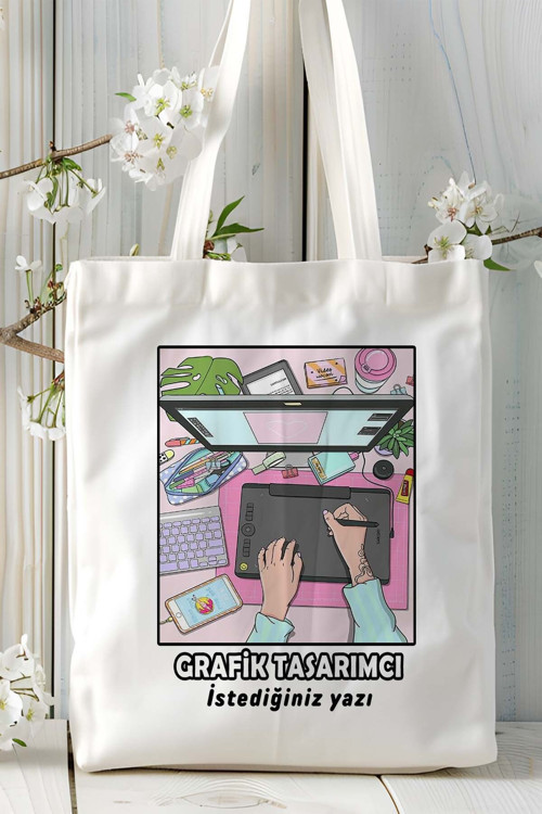Art hedi̇ye grafik tasarımcı Baskılı bez omuz çantası kişiye özel model 9