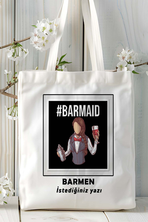 Art hedi̇ye barmen Baskılı bez omuz çantası kişiye özel model 2