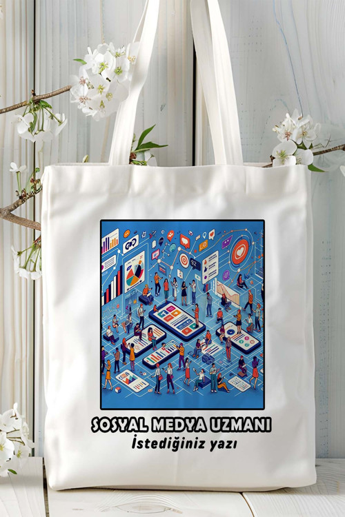 Art hedi̇ye sosyal medya uzmanı Baskılı bez omuz çantası kişiye özel model 2