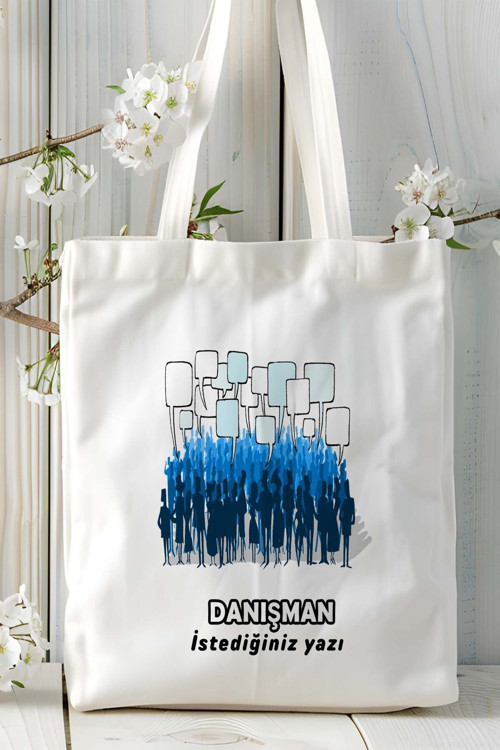 Art hedi̇ye danışman Baskılı bez omuz çantası kişiye özel model 6