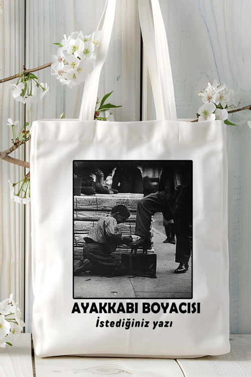 Art hedi̇ye ayakkabı boyacısı Baskılı bez omuz çantası kişiye özel model 3