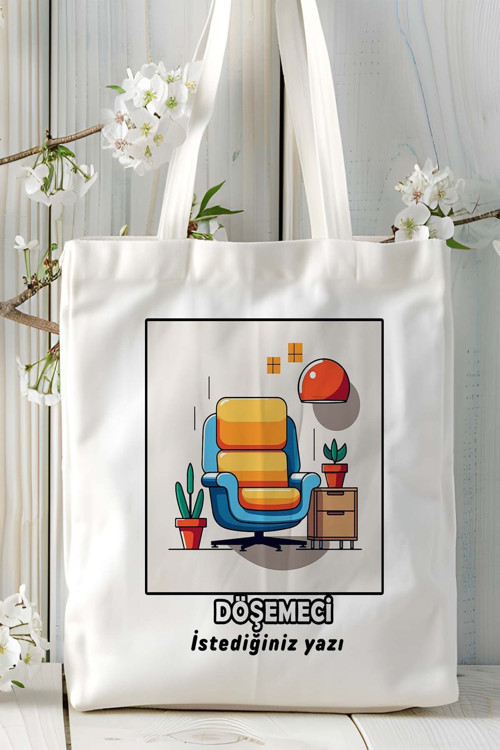 Art hedi̇ye döşemeci Baskılı bez omuz çantası kişiye özel model 6