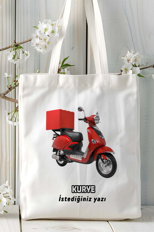 Art hedi̇ye kurye Baskılı bez omuz çantası kişiye özel model 14