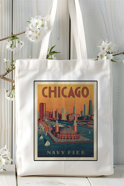 Art hedi̇ye chicago Baskılı Bez Çanta omuz çantası Kişiye Özel desen 6