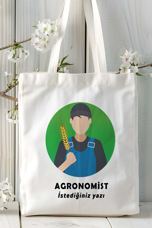 Art hedi̇ye agronomist Baskılı bez omuz çantası kişiye özel model 3
