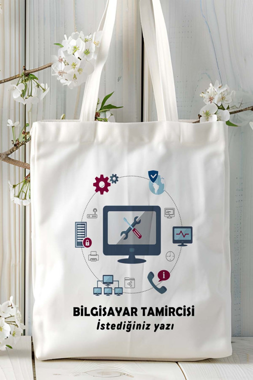 Art hedi̇ye bilgisayar tamircisi Baskılı bez omuz çantası kişiye özel model 5