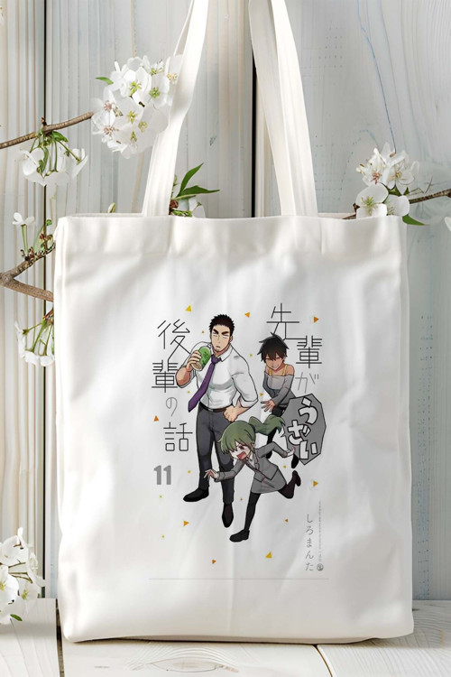 Art hedi̇ye Senpai ga Uzai Kouhai no Hanashi beyaz Baskılı bez omuz çantası kişiye özel model 1