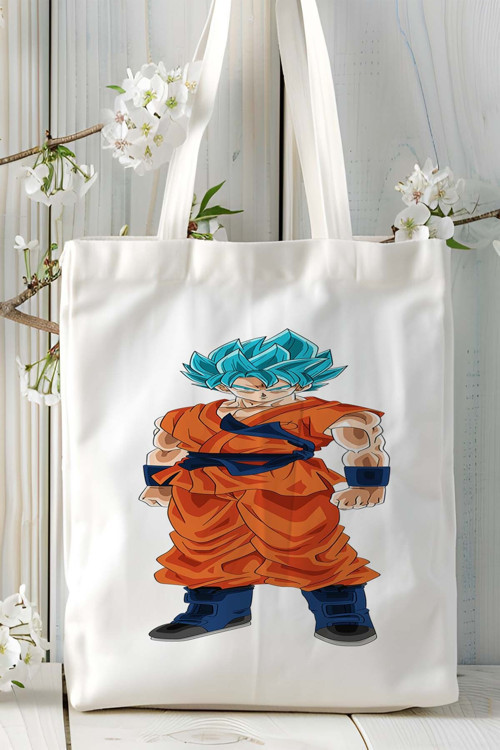 Art hedi̇ye Dragon Ball Super beyaz Baskılı bez omuz çantası kişiye özel model 3