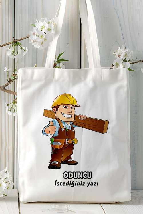 Art hedi̇ye oduncu Baskılı bez omuz çantası kişiye özel model 4