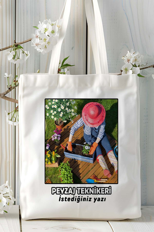 Art hedi̇ye peyzaj teknikeri Baskılı bez omuz çantası kişiye özel model 10